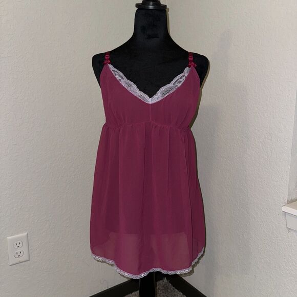Simple Pleasures Tops - Simple Pleasures Tank Top Women's XL Pink Lined Classic V-Neck Lace Trim Sleep